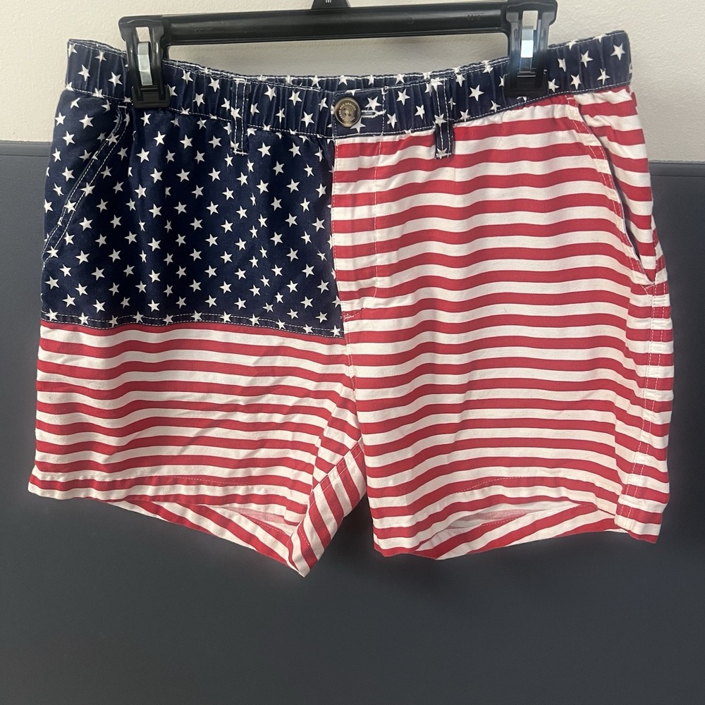 Chubbies Shorts Mens Size Large American Flag Print 5.5" Inseam Elastic Waist